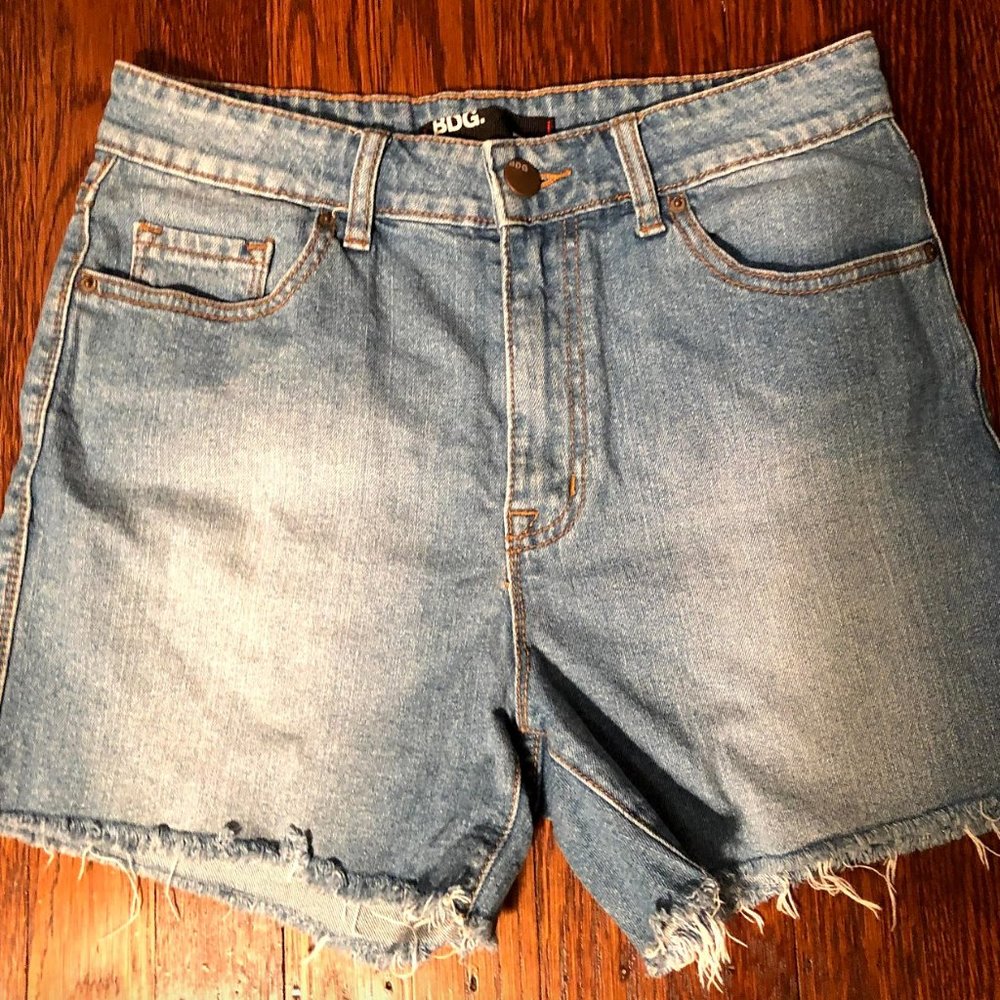BDG Light Wash High Waisted Denim Shorts